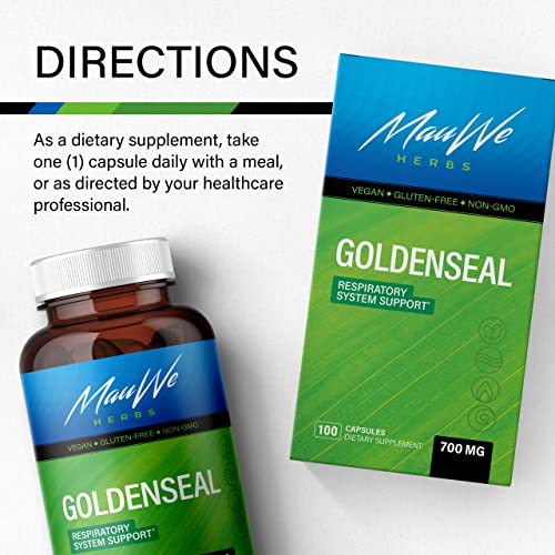 Goldenseal Capsules - Food Supplement To Support Digestive Function, Natural Allergy Relief & Urinary Tract Health - Non-Gmo, Vegan Herbal Formula - 1400Mg, 100 Caps Per Bottle #TOP3