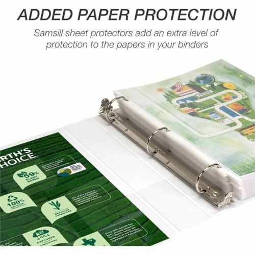 Image of Samsill Plant-Based 1.5 Inch Durable D-Ring, View Binder, Eco-Friendly, USDA Certified Biobased, White