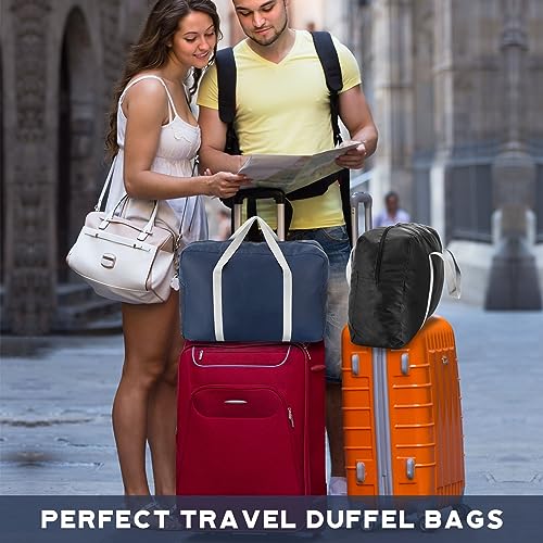 Sweetude 24 Pcs Travel Duffel Bags Bulk Foldable Luggage Bag Women Men Waterproof Carry Tote with Trolley Sleeve for Gym, Overnight, Airlines(Navy Blue, Wine Red, Black)3