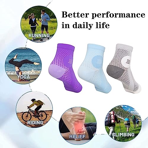 Image of Upgraded Neuropathy Socks 3 Pairs for Women Men,Soothe Relief Ankle Compression Sock 15-20 mmHg