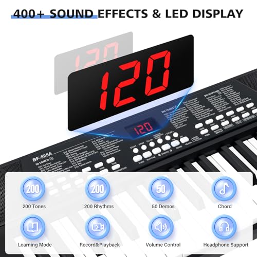 Image of 37 Keys Piano Keyboard for Beginners with Mic LED Screen 1200mAh Battery