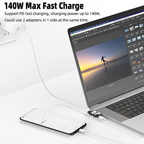AreMe 140W USB C Magnetic Adapter (2 Pack), 24Pins Right Angle 90 Degree USB C Male to USB C Female 40Gbps Connector for MacBook Pro/Air, Tablet,... - Image 3