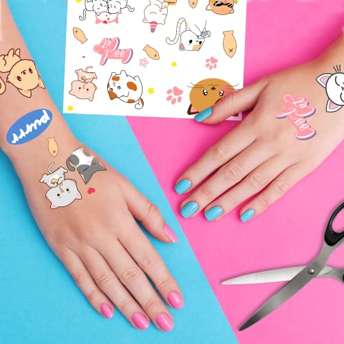 Cat Temporary Tattoos For Kids 100 Glitter Styles Cat Birthday Party Supplies Waterproof Cartoon Cat Tattoo Party Favors Goodie Bag Fillers Gift #TOP5