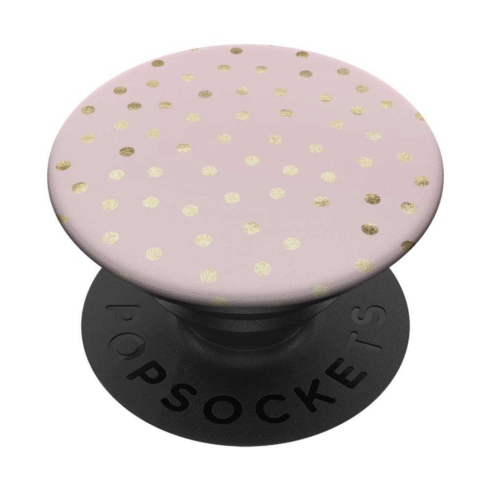 Little Golden Colored Polka Dots on Rose Pink for Girls PopSockets Adhesive PopGrip