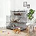SONGMICS Small Animal Cage, Multi-Tier Mansion, Condo for Guinea Pigs, Hamsters, Bunnies,Rabbits, Large Customizable 3-Door Wire Pet Home, with Hammocks, Balcony, Ramps, Doors and Locks, Black ULPI04H
