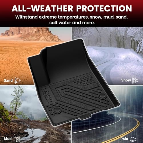 Image of LASFIT Floor Mats & Cargo Liner with Backrest Mat for GMC Acadia 2017-2023 | (Only Fit 6 Seats), All Weather TPE Custom Fit Floor Mats for Cars, 3 Rows Floor Liners Car Mats Full Set, Black