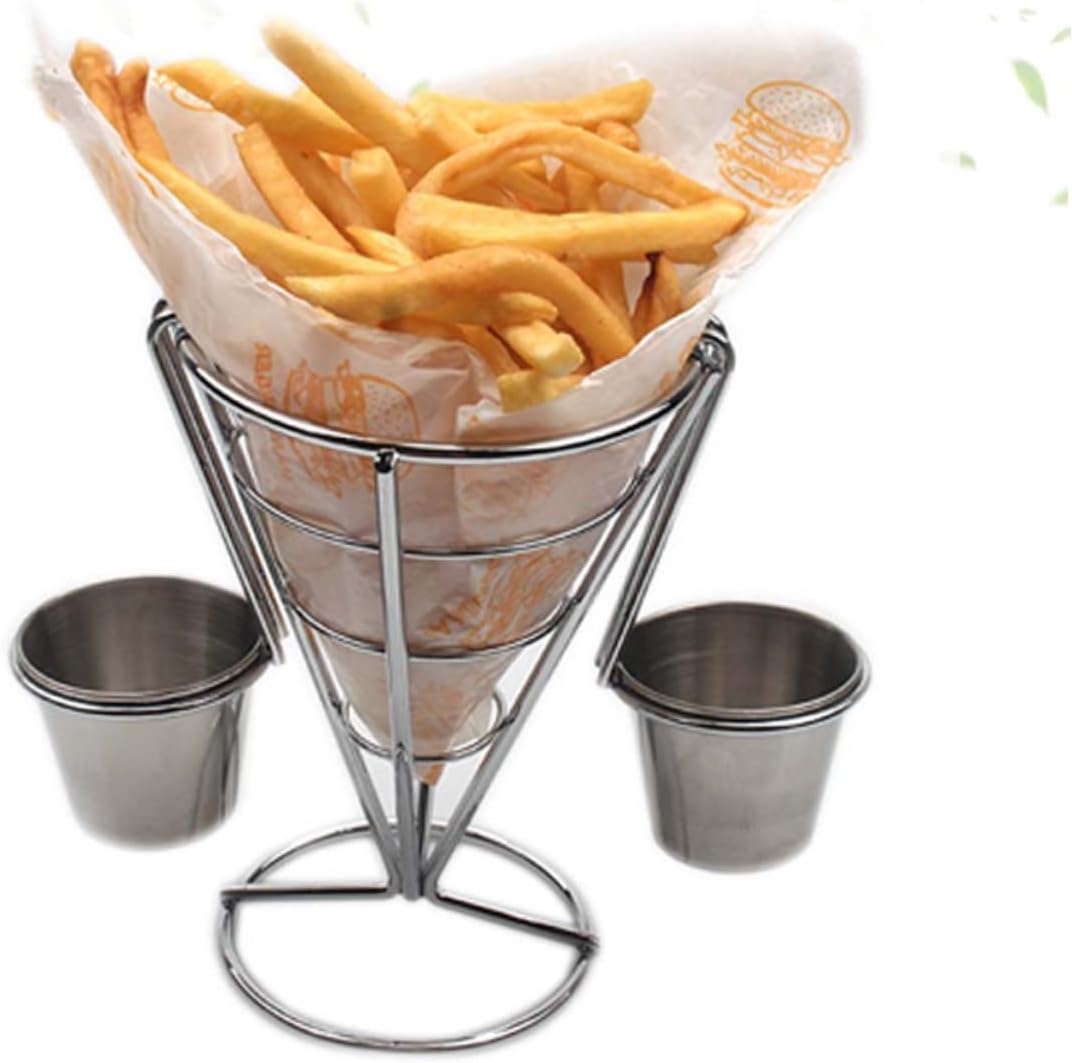 2set French Fries Holder Wire Rack Kitchen Stand Snacks Basket Restaurant Supplies for Chips Appetizers