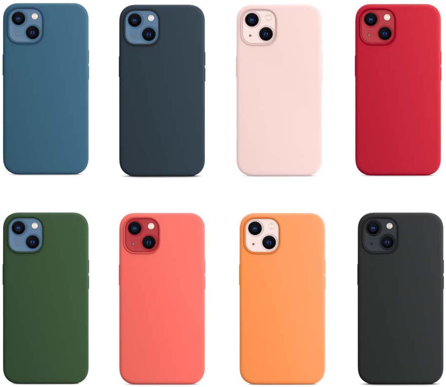 SCHIK Funda trasera totalmente envuelta, para Apple iPhone 13 Mini (2021) de 5.4 pulgadas, a prueba de golpes, fácil de limpiar, funda de silicona líquida [protección de pantalla y cámara] (color: