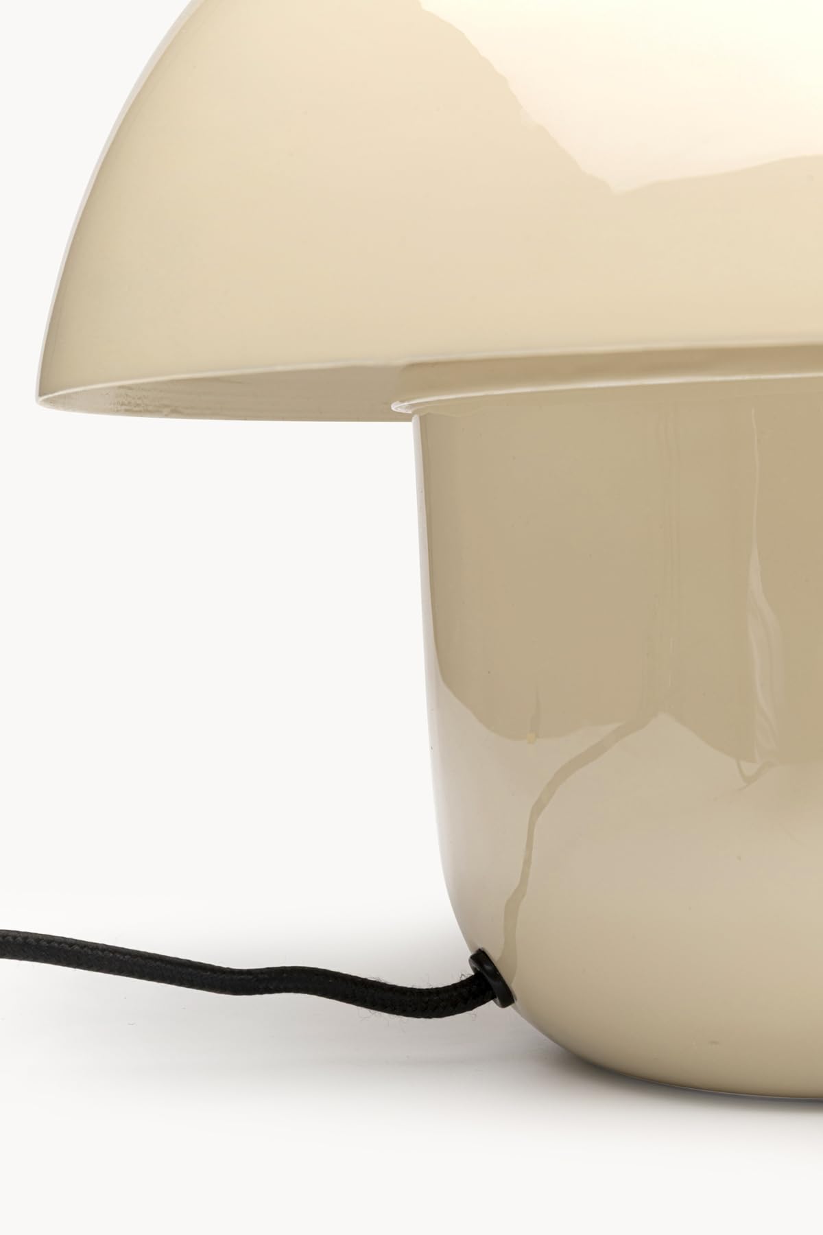 Kare Design Tischlampe Mushroom Shiny Ecru, Beige, Höhe 27cm, Metall Schirm, E14, Pilzlampe, Retro, Tischleuchte, kein Leuchtmittel inklusive