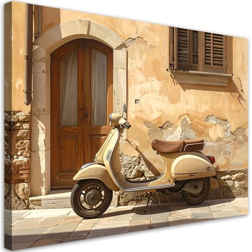 Feeby - Impression sur Toile - Tableau Decoration Murale - Scooter Vespa Toscane - 45x30 1partie - Salon Peinture Tableaux - Moderne Reproductions Tableaux -...