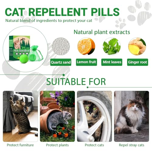 FePen Katzenabwehr für draußen, 12 Stück Cat Abschreckung im Freien Natürliche, Mit 5 Non-Woven-Taschen, Katzen- und Hundeabwehr für Draußen und Drinnen, Katzen Vertreiben Garten