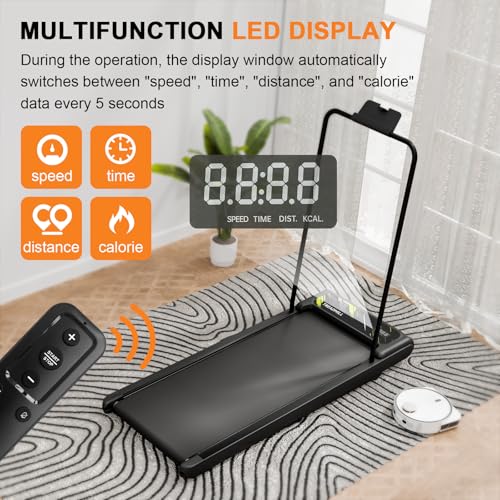 Image of NAYSAYE Walking Pad with Handle Bar, Walking Pad Treadmill with Incline, Walking Treadmills for Home with Screen, 2 in 1 Portable Under Desk Treadmill for Home, Remote Control, Smart App