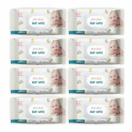 Image of Baby Wet Wipes with Lid - 656 Wipes (82 x 8 Packs) | Fragrance-Free, Alcohol-Free & Hypoallergenic | Extra Thick, Moisturizing & Gentle on Sensitive Baby Skin