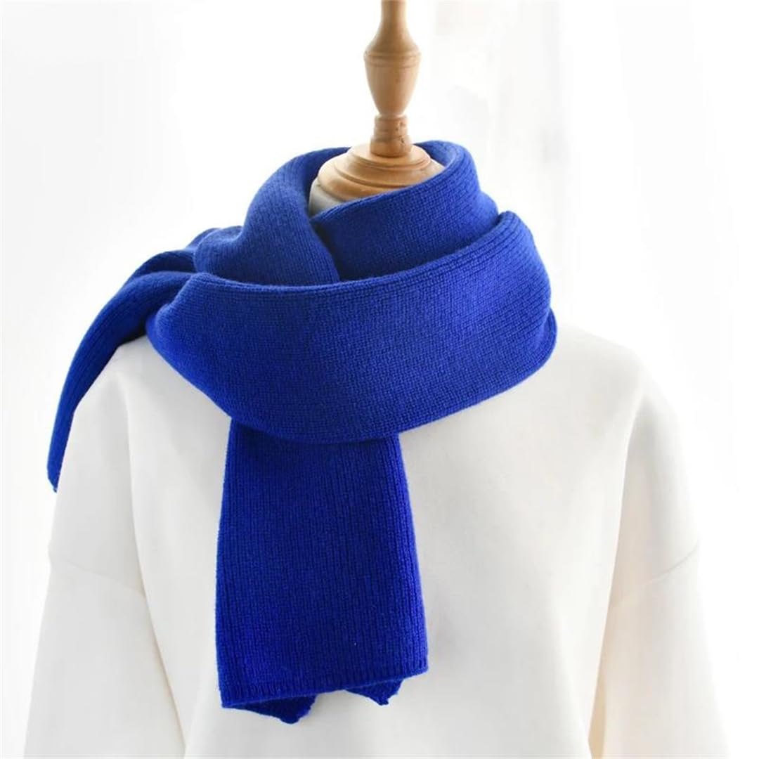 Bufandas de punto de cachemira de color sólido para mujeres u hombres, bufanda de invierno para adultos, bufanda de lana gruesa cálida