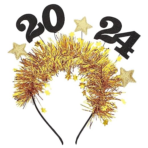 Beavorty Diadema De Año Diadema De Feliz Año 2024 Con Boppers De Estrellas Y Oropel De Tono Para La Fiesta De Fin De Año Accesorios Festivos Para Fotomatón Y Suministros De