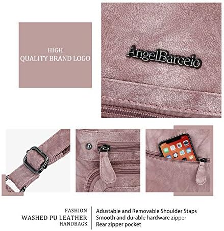 Angel Barcelo Crossover Purse and Handbags Crossbody Bags for Women,Ultra Soft Leather Neatpack Bag Shoulder Purses for Girl (D.PINK) - 4