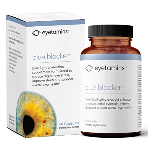 Eyetamins Blue Blocker Eye Health Supplement - 60 Capsules - Enhanced AREDS 2 Based - Blue Light Filtering Formula - Bilberry, Lutein, Vitamin-C, and Zeaxanthin - Vegan and Non-GMO Formula