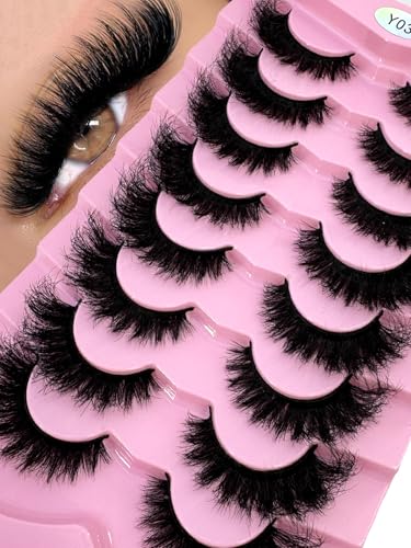 HBZGTLAD new 8 pairs of natural false eyelashes mink lashes long makeup 3d mink eyelashes extend eyelashes lashes mink (Y03)