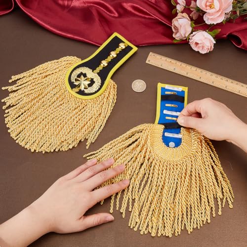 Image of SUPERFINDINGS 2 Pcs Shoulder Epaulettes Fashion Tassel Shoulder Badge Detachable Tassel Chain Punk Fringe Jewelry Pins Tassels Chain Shoulders Badge for Men Women Jacket Suit Cosplay,Blue