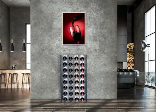 Soporte para botellas de vino acero negro 32 botellas miniatura 2