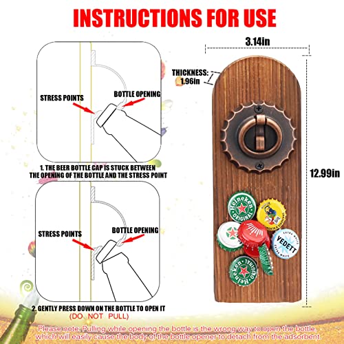 ZONSUSE Magnetic Wall Bottle Opener with Catcher, Personalized Wooden Beer Opener, Beer Gifts for Men for Refrigerators Home - Image 3