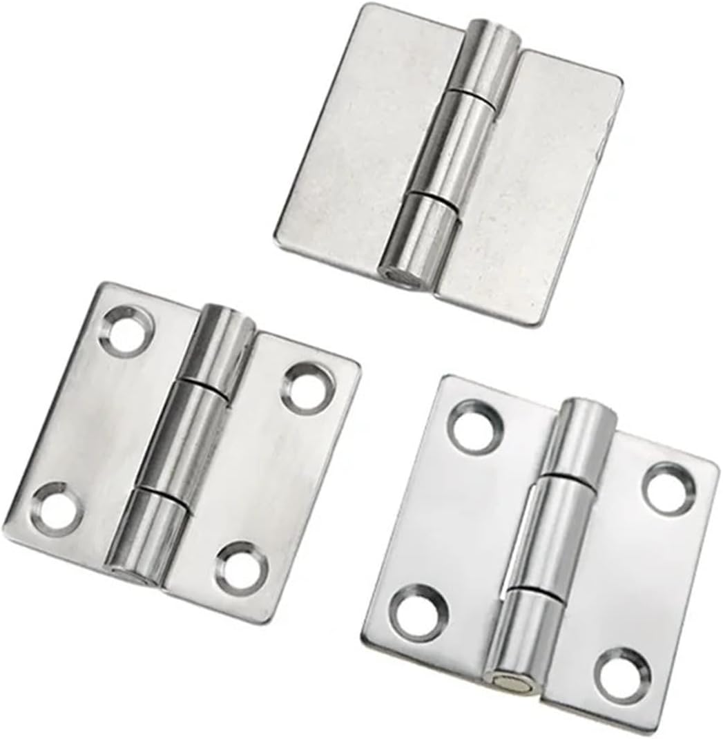 304 Stainless Steel Silent Folding Thickened Flat Hinge Industrial Electrical Machinery Equipment Door Hinge 1Pcs(304 SS No Hole)