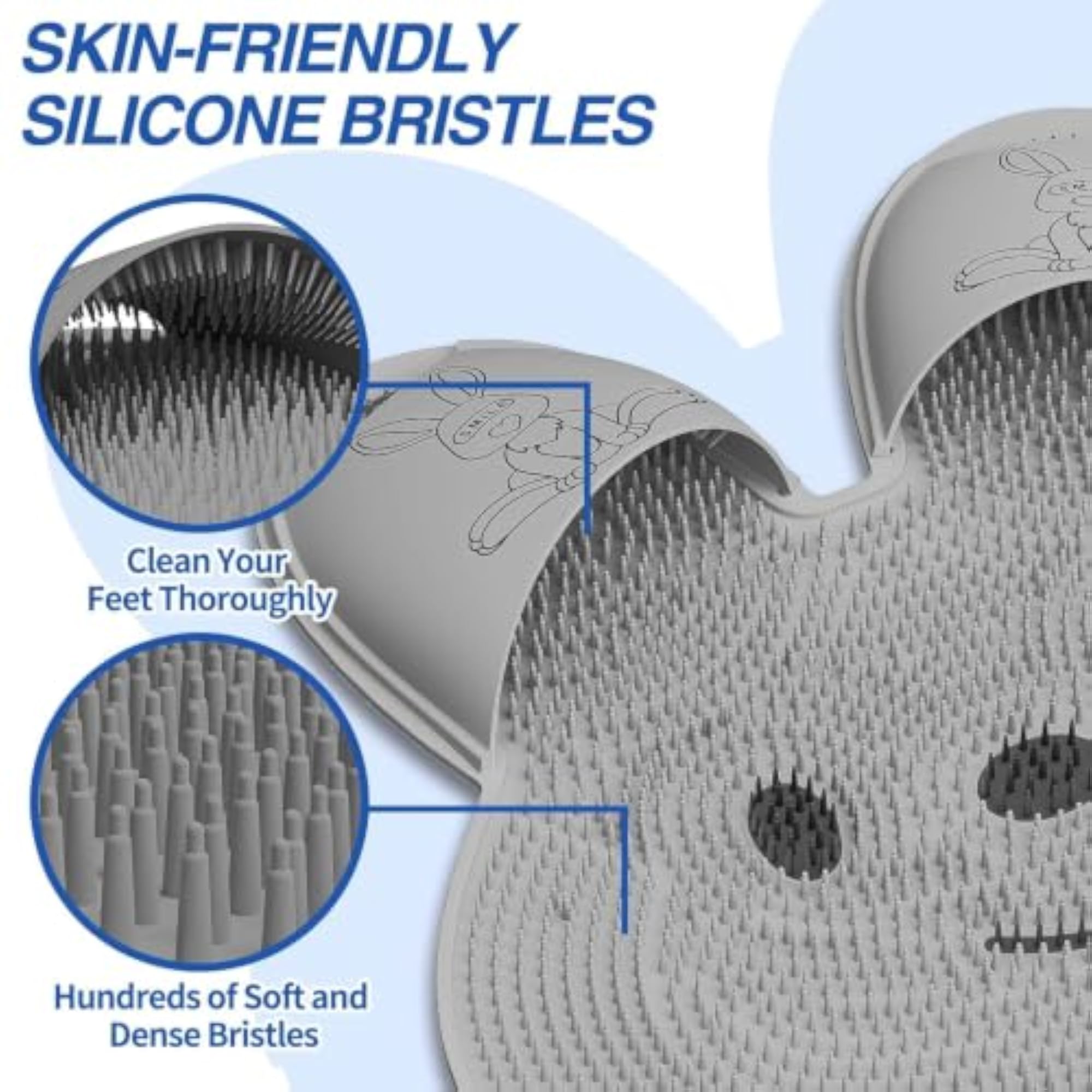 Rabbit Shape Silicone Foot Cleaning Mat, Non-Slip Scrubber