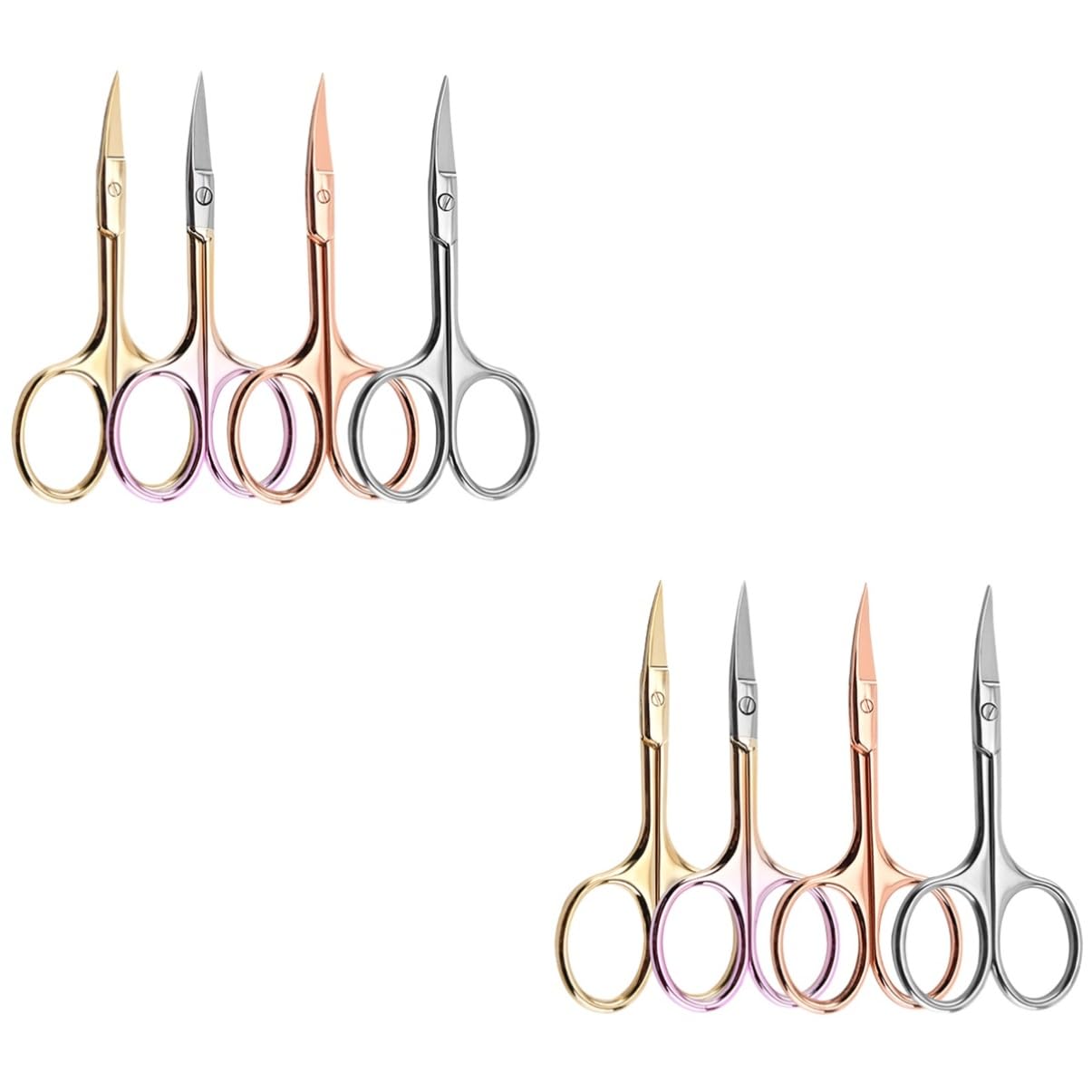 Didiseaon 8pezzi Forbici Colorate Acciaio Inossidabile Per Barba e Sopracciglia Strumenti Per Parrucchiere e Uso Domestico Colori Random Affilate e Precise Per Rifinitura