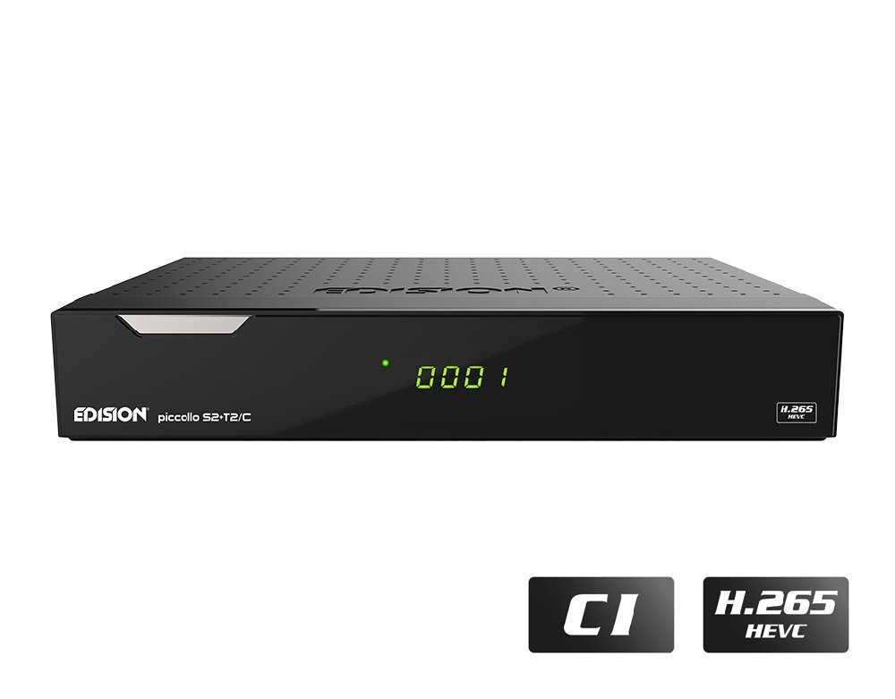 Edision PICCOLLO S2+T2/C Combo Receiver H.265/HEVC (DVB-S2, DVB-T2, DVB-C,) CI Full HD USB Schwarz inkl. HDMI Kabel