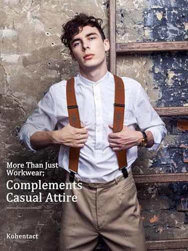 Image of Men's Industrial Strength Suspenders 2-Inch Wide X-Back Heavy Duty Braces Strong Metal Clips, Elastic Adjustable