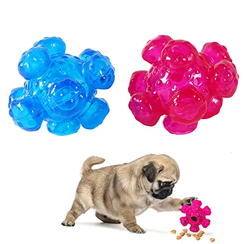 Easy Joy Giochi per Cani 2 Palline Giochi Interattivi Palline Rimbalzante, Giocattoli da Masticare Accessori per Cani di Taglia Piccola o Media, Blu e Viola 10x10x9 cm
