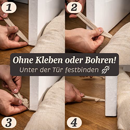 Praknu Zugluftstopper für Fenster bis 120cm - Waschbar - Energiesparend - Extra Lang & Schwer - Auch für breite Türen - Beige