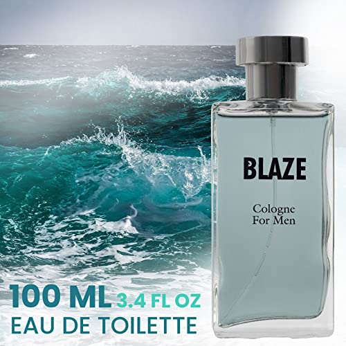 Novoglow Blaze Eau De Parfum Cologne For Men With Luxurious Suede Pouch - Marine Breeze, Sandalwood And Sensual Musk Wood Notes– 100Ml – 3.4 Oz – Great Gift For Men #TOP5