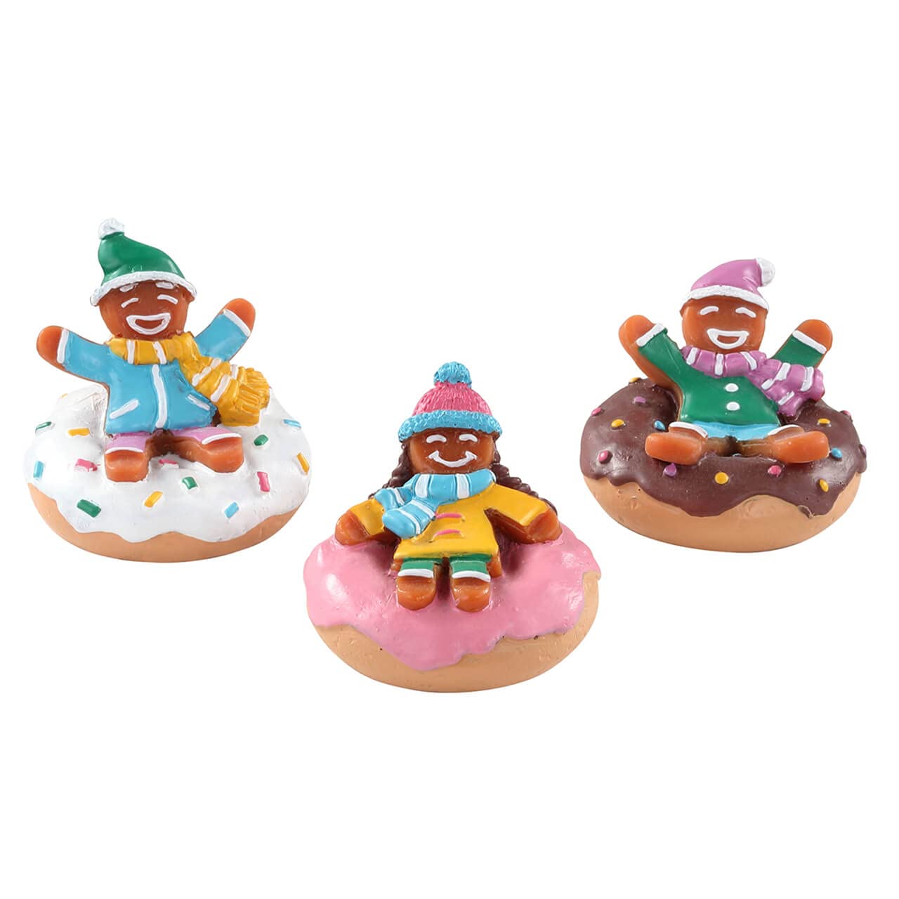 Lemax Multicolor Tubing Day Set Of 3 Gingerbread Person Figurines Ed