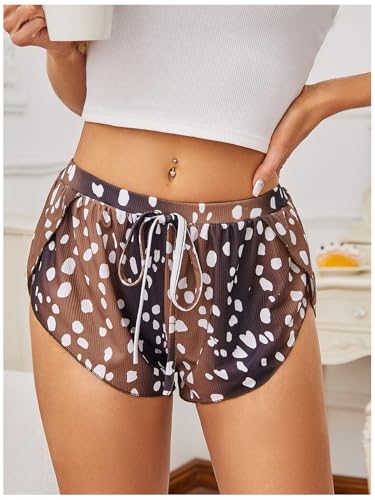 Image of MakeMeChic Women's Pajama Bottoms Floral Print Tie Front Micro Short Side Slit Summer Lounge Shorts