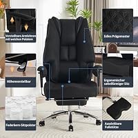 EXCEBET Chefsessel Bürostuhl Ergonomisch 200kg, Schreibtischstuhl mit Fußstütze und Atmungsaktivem Mesh, Hochlehner mit 14cm Taschenfederkern, Drehstuhl mit Höhenverstellbaren Armlehnen (Schwarz Netz) – Ansicht 6