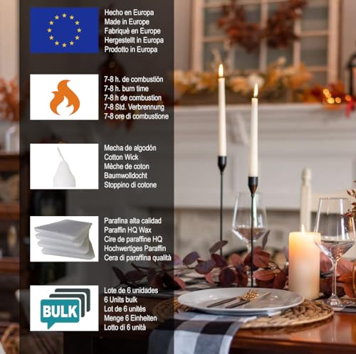 AROMATIS - Lotto di 6 candele bianche da tavolo