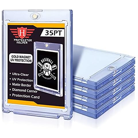 5 ct Magnetic Card Holders for Trading Cards, 35 pt Hard Cards Sleeves Case fit for MTG Cards, YUGIOH Cards, Standard Cards, Sports Cards, Baseball Cards Toploaders Cover