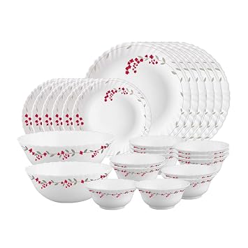 Larah by BOROSIL Opalware Dinner Set - 26 Pieces, White