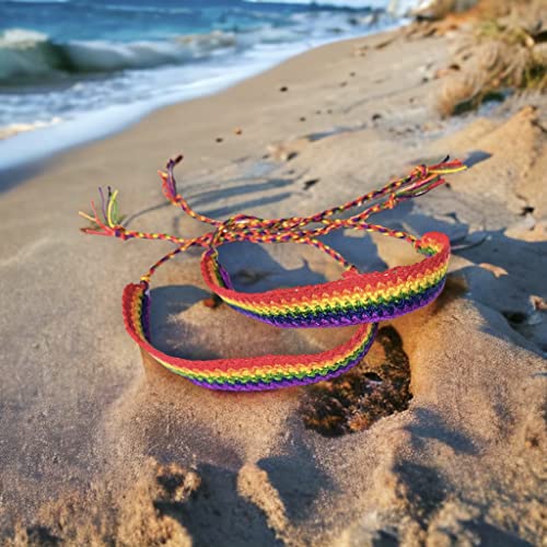 Handmade Men's Women's Rainbow Cord Bracelet Plaided Hippie Cotton Braided Gay Pride Wristband #TOP3