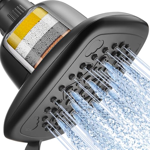 Cobbe Filtered Shower Head, 7 Modes High Pressure Shower Heads Matte Black by Cobbe - Used condition - US$16.71