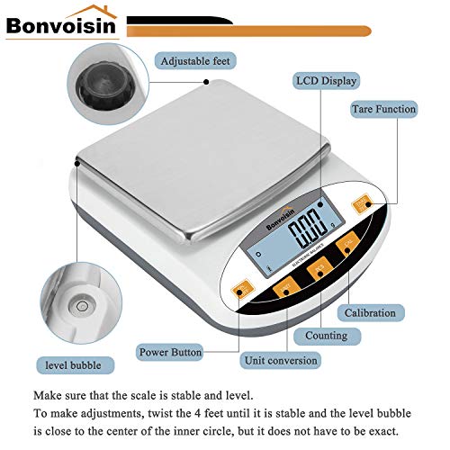 image for Bonvoisin Lab Scale 5000gx0.01g Digital Precision Analytical Balance 1