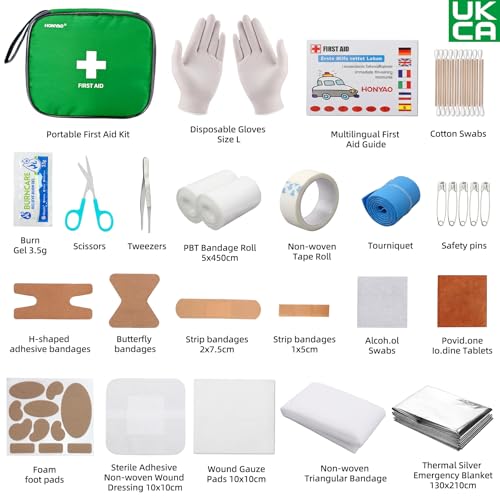 HONYAO Mini First Aid Kit 125 Pcs, Portable Survival Kits, Emergency Compact First Aid Bag - Safety Essentials for Travel Camping Car Home Office Workplace Kids Hiking Motorbike Holiday Cycling - Image 3
