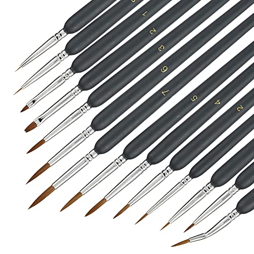 OOKU Acrylic Paint Brush Set Rocks for Painting Kits Oil Paint Set for Both Adults and Children 15pcs Nylon Hair Black Brush Handle