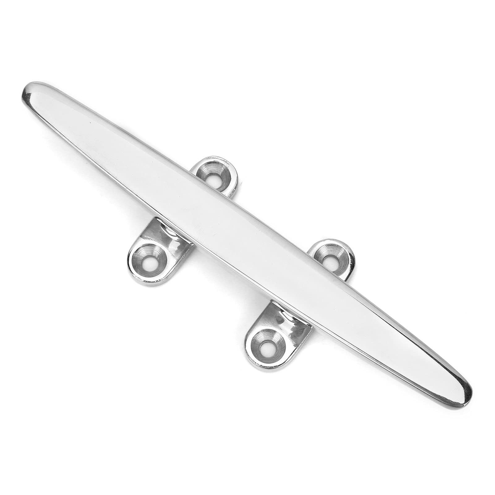 Qqmora 8-Inch Silver Stainless Steel Boat Dock Cleat, Anti Rusting, Well Polished Marine Hardware for Yacht, Deck Rope Cleat, Ideal for Boating Needs