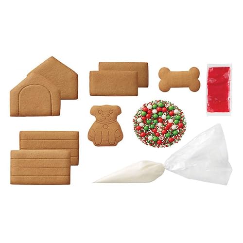 Miniatura 5 de Kit de pan de jengibre navideño con kit de casa para perro Wilton, listo para construir con galletas, dulces y glaseado de 15.30 onzas y calcomanías