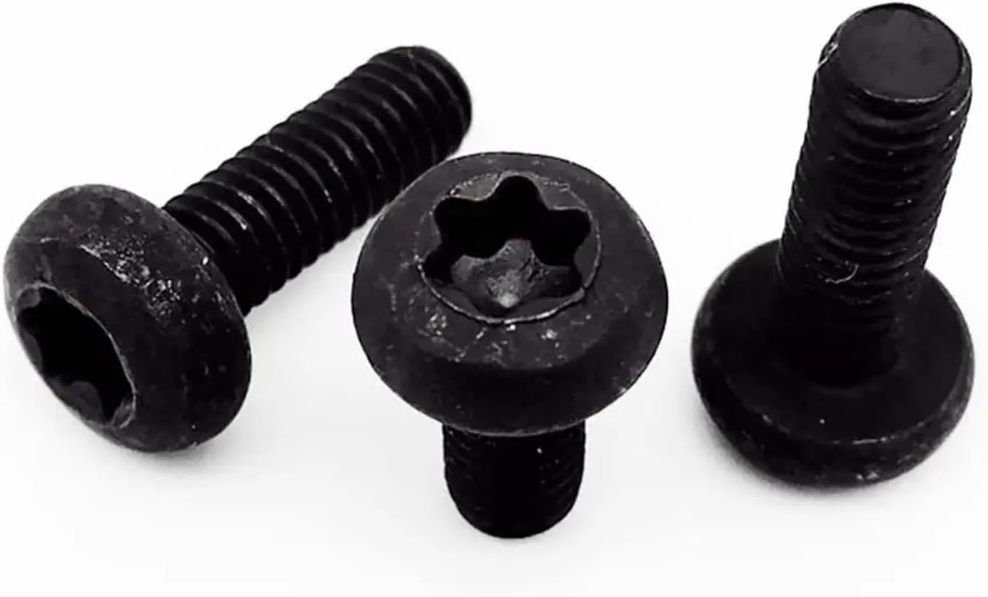M3 M4 6/8/10-12 Black Steel GB2672 Six-Lobe Torx Pan Head Screw Six Lobe Round Button Head Bolt Thread 10/50Pcs (12mm,M3 50pcs)