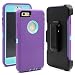 iPhone 6 Plus/6S Plus Case, Crosstree Hybrid Rubber Plastic Impact Defender Rugged Hard Case with Built-in Screen Protector and Belt Clip Holster(Purple/Lt Blue & Clip)