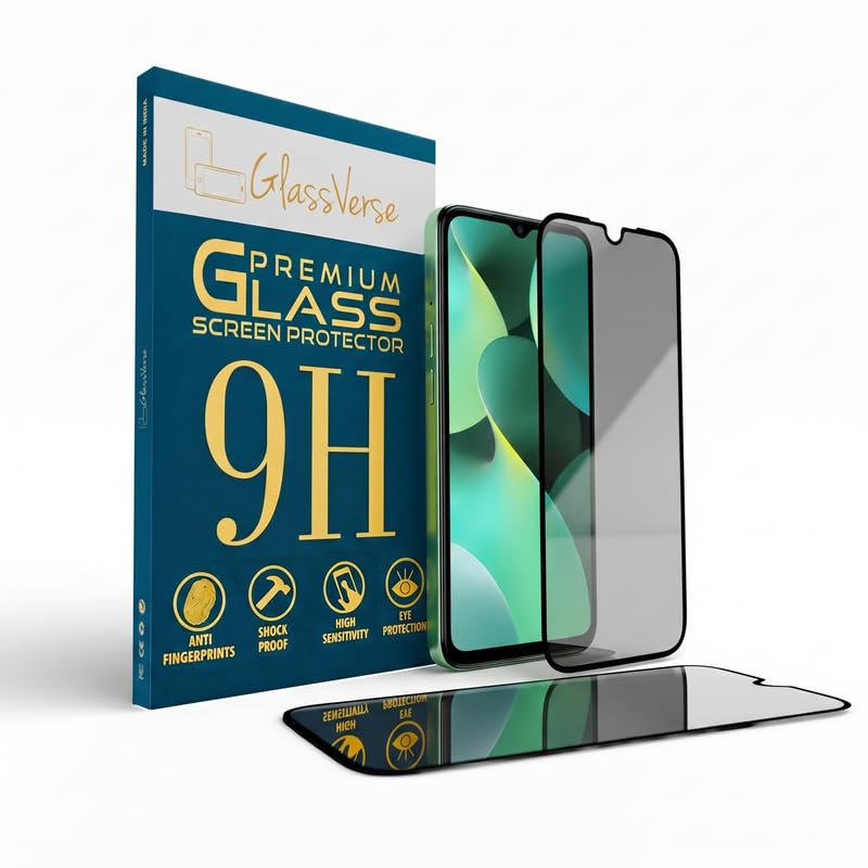 Image of GlassVerse Privacy Tempered Glass for Tecno Spark 10C | Anti Spy Screen Protector, 9H Hardness, Edge to Edge, Case Friendly, Hassle-less Installation Kit Included. (Pack of 2)