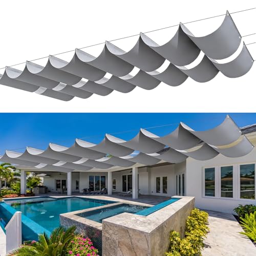 Voile d'ombrage rétractable gris protection solaire de vague